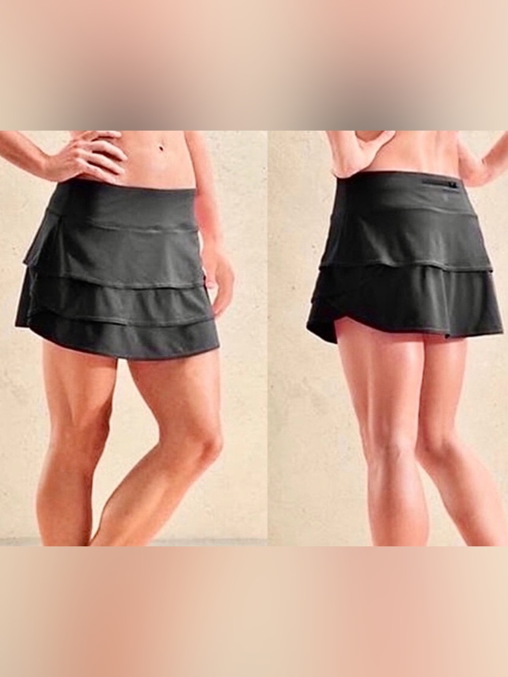 Athleta Swagger Skort Black Tiered Ruffle Tennis Golf Athletic Skirt XS